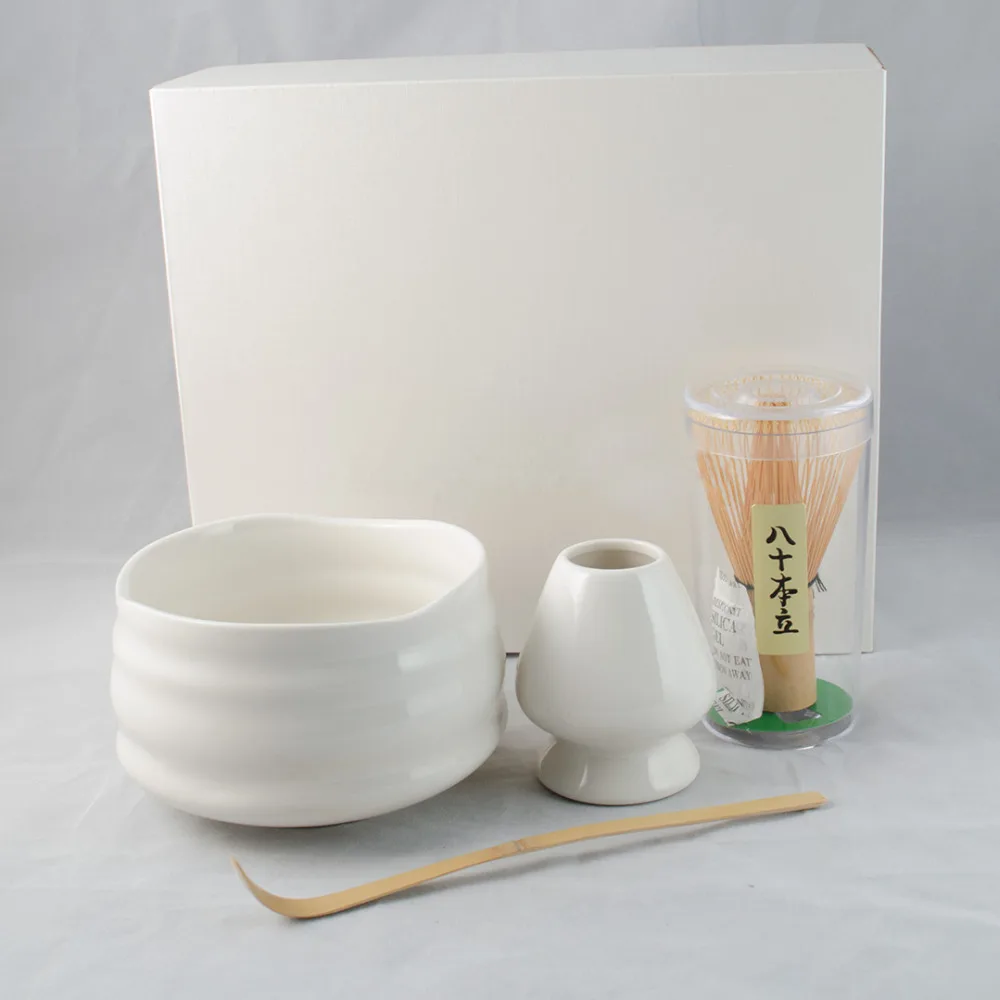 Bamboo Whisk Chasen - Super 4in1 White Giftset of Matcha